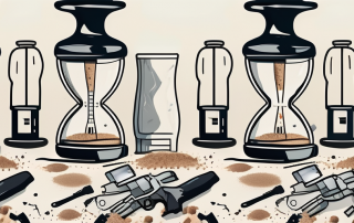 A broken hourglass with sand still pouring down