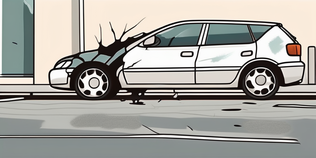 A parked car with visible signs of damage