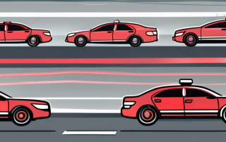 A car with red license plates being inspected by a police light beam