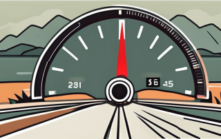 A car speedometer showing a speed of 25 km/h over the limit