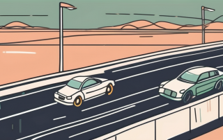 A car on a highway maintaining a safe distance from the other vehicles