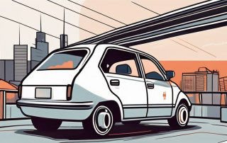 A parked car with a lock symbol on it