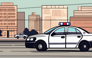 A car with an expired inspection sticker on the windshield