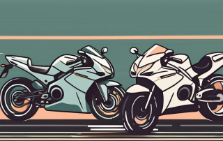 A motorcycle and a car side by side on a road