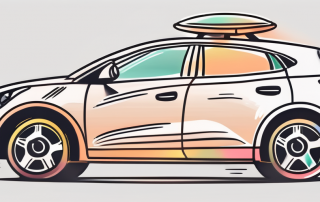 A shiny new car with various protective shields around it