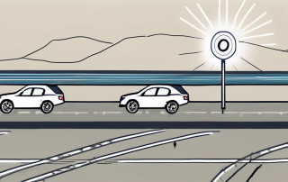 A german autobahn with a radar device measuring the distance between two cars