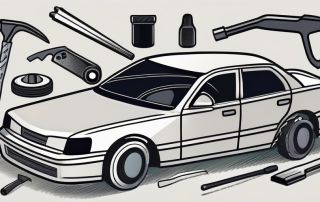 A car with visible hail damage on its body