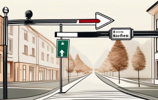 A german road with a clear 'rechts abbiegen' (right turn) signpost
