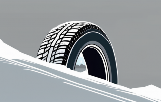 Worn-out winter tires on a snowy road