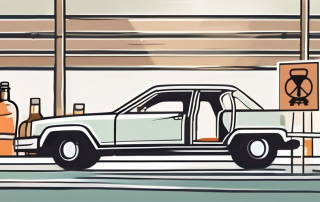 A car with a bottle of alcohol in the background