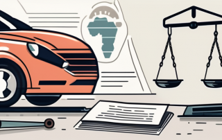 A balance scale with a car repair tool on one side and an insurance policy document on the other