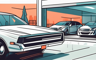 A sleek automatic car with price tags hanging from the rear-view mirror