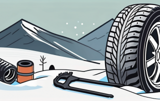 Old winter tires with visible wear and tear