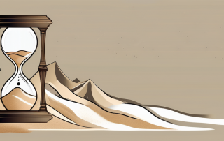 A broken hourglass with sand trickling down