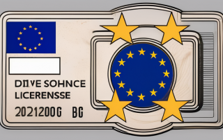 A european union flag merged with a driving license