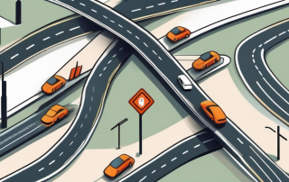 A main road intersecting with a smaller