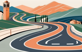 An italian landscape with a winding road