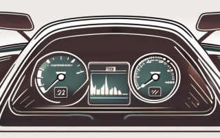 A car dashboard with the workshop symbol illuminated