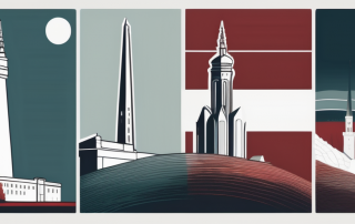 The latvian landscape with symbolic elements like the freedom monument