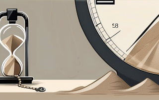 A broken padlock next to a sand hourglass