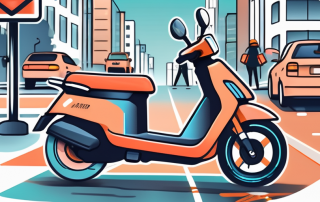 An e-scooter parked on a city street