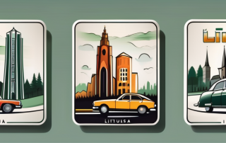 A variety of lithuanian license plates arranged artistically