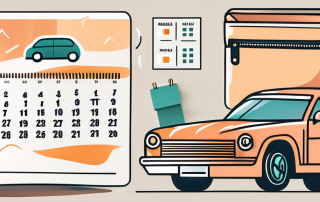 A calendar with a car icon on it