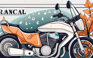 A motorcycle with a seasonal license plate
