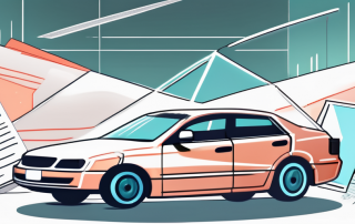 A car with a broken windshield and dents