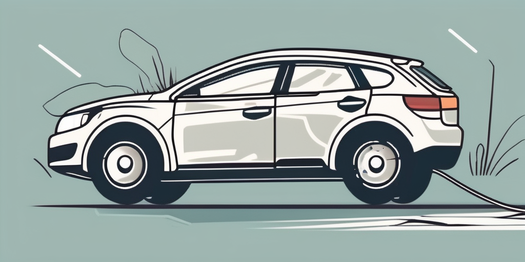 A car with visible damage parked on the side of the road