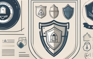 A protection letter surrounded by different symbolic elements like a shield