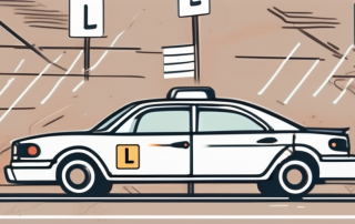 A car with l-plates driving on the road