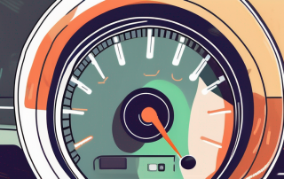 A car's speedometer showing a high speed