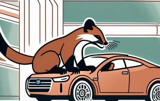 A marten biting into a car's engine wires