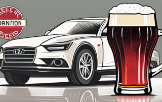 A car key next to a beer glass