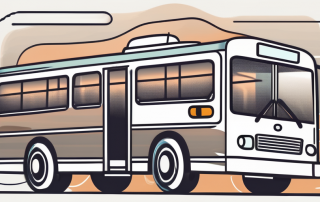 A bus with a driver's license floating in the foreground