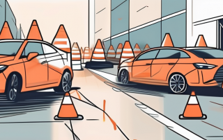 A car with a minor dent in a parking lot