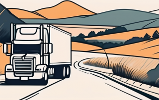 A truck driving on a countryside road