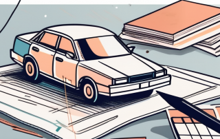 A car with a price tag hanging off the rearview mirror