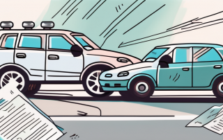 A small car accident scene with two cars slightly damaged