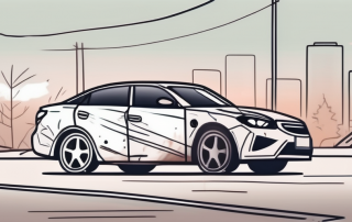 A damaged car with a smartphone beside it