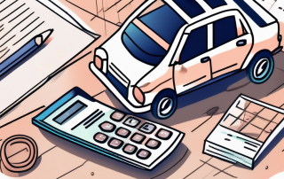 A car with insurance policy documents and a calculator