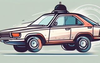 A car with a stopwatch hovering above it