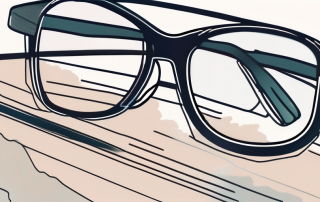 A pair of glasses resting on a driver's license