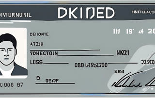 A grey driver's license with a highlighted area indicating where the license number is typically located
