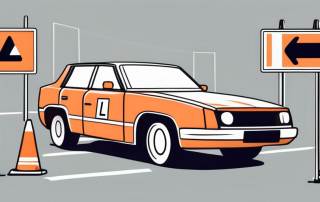 A car with l-plates on a driving course