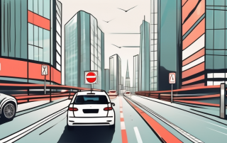 A car with l-plates on a road