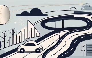 A car on a winding road at night