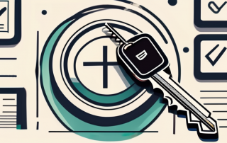 A car key on top of a test paper with a big check mark