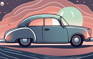 A car on a winding road at night